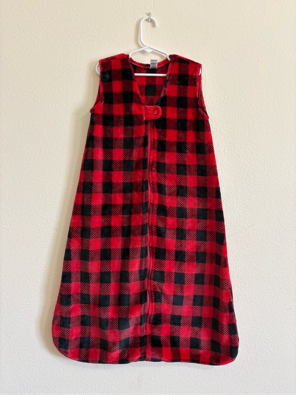 Red and Black Plush Plaid Kids Sleep Sack